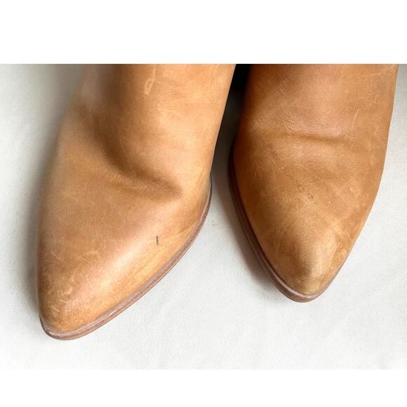 Frye Womens Jennifer Cutout Bootie Heeled Tan Leather Pointed Toe Slip On Sz 9.5 - Picture 3 of 14